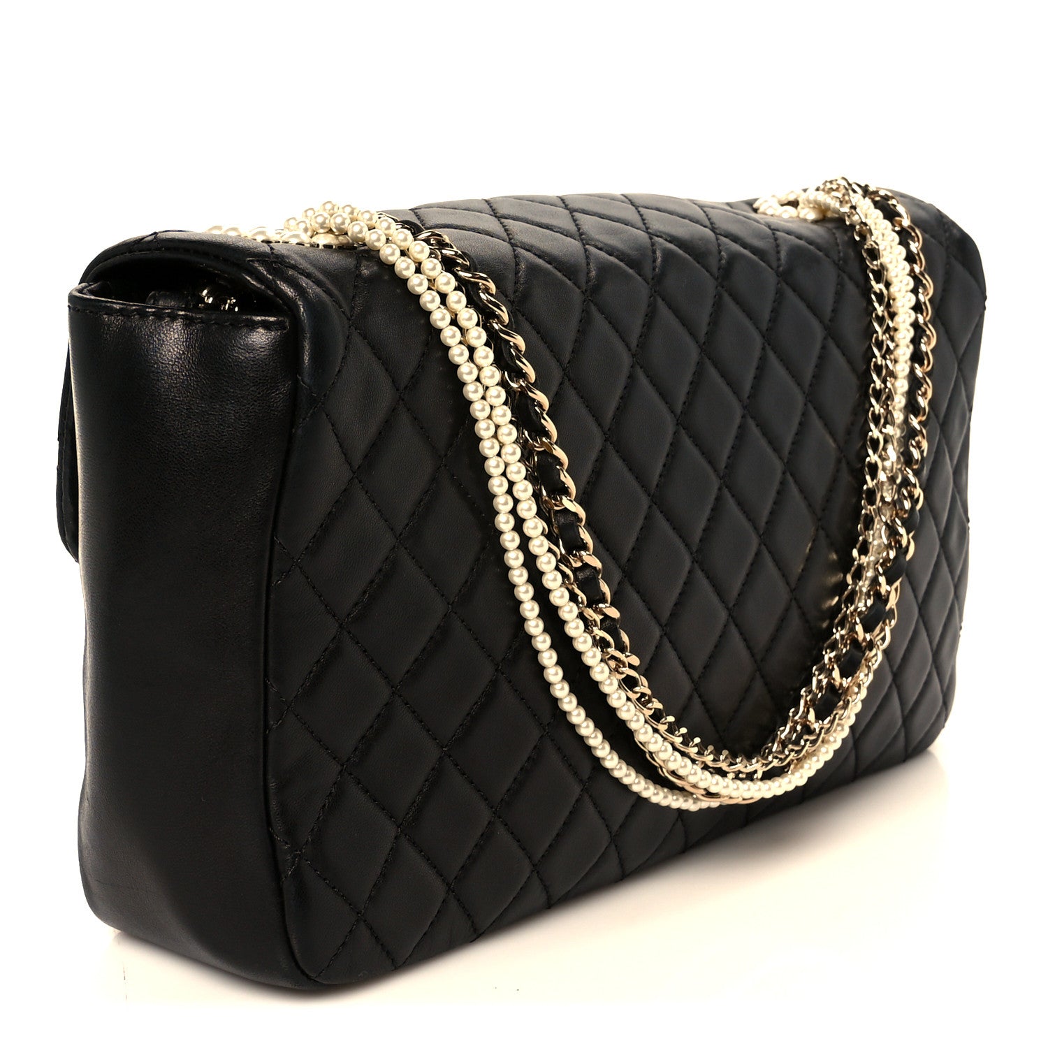 Chanel Lambskin Quilted Medium Westminster Pearl Flap Black 3 of 10