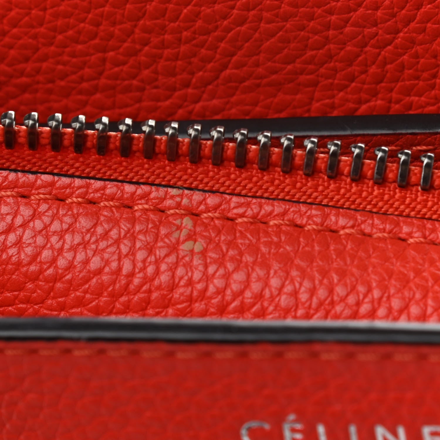 Celine Drummed Calfskin Micro Luggage Coquelicot 8 of 11