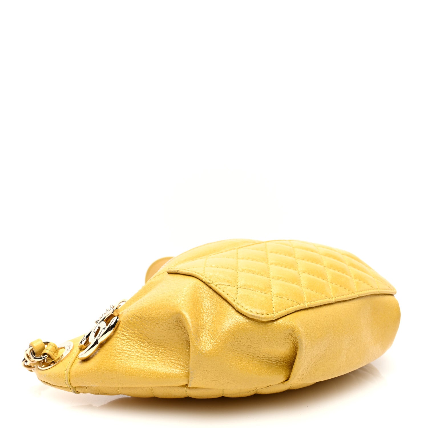 Chanel Crumpled Glazed Lambskin Quilted Waist Bag Fanny Pack Yellow 4 of 12