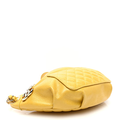 Chanel Crumpled Glazed Lambskin Quilted Waist Bag Fanny Pack Yellow 4 of 12