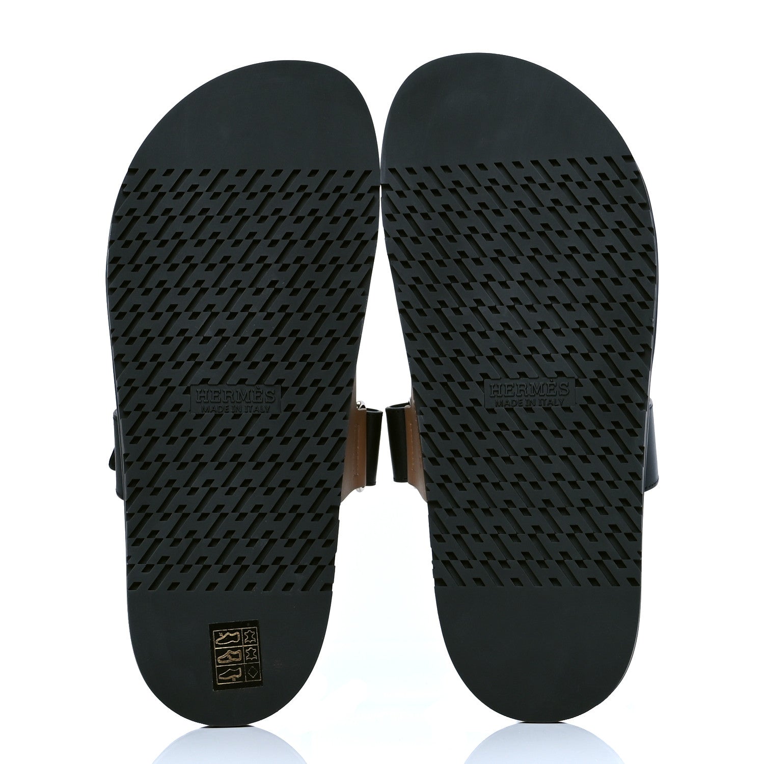 Hermes Calfskin Mens Chypre Sandals 42 Naturel Safari Black 4 of 4