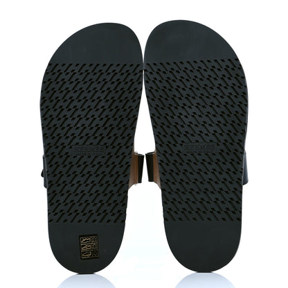 Hermes Calfskin Mens Chypre Sandals 42 Naturel Safari Black 4 of 4