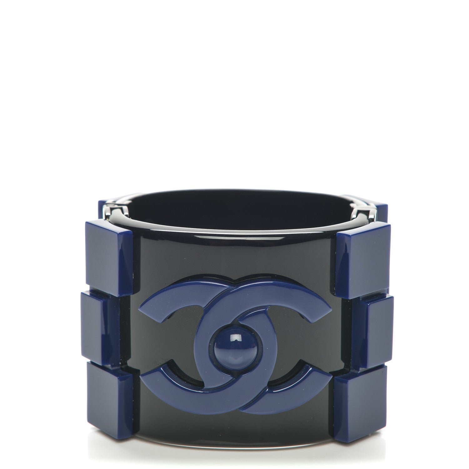 Chanel Plexiglass Lego Boy Cuff Black Blue 1 of 5