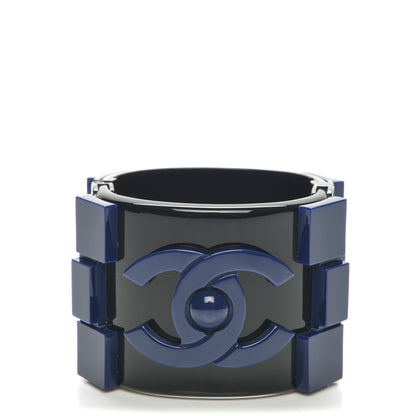 Chanel Plexiglass Lego Boy Cuff Black Blue 1 of 5