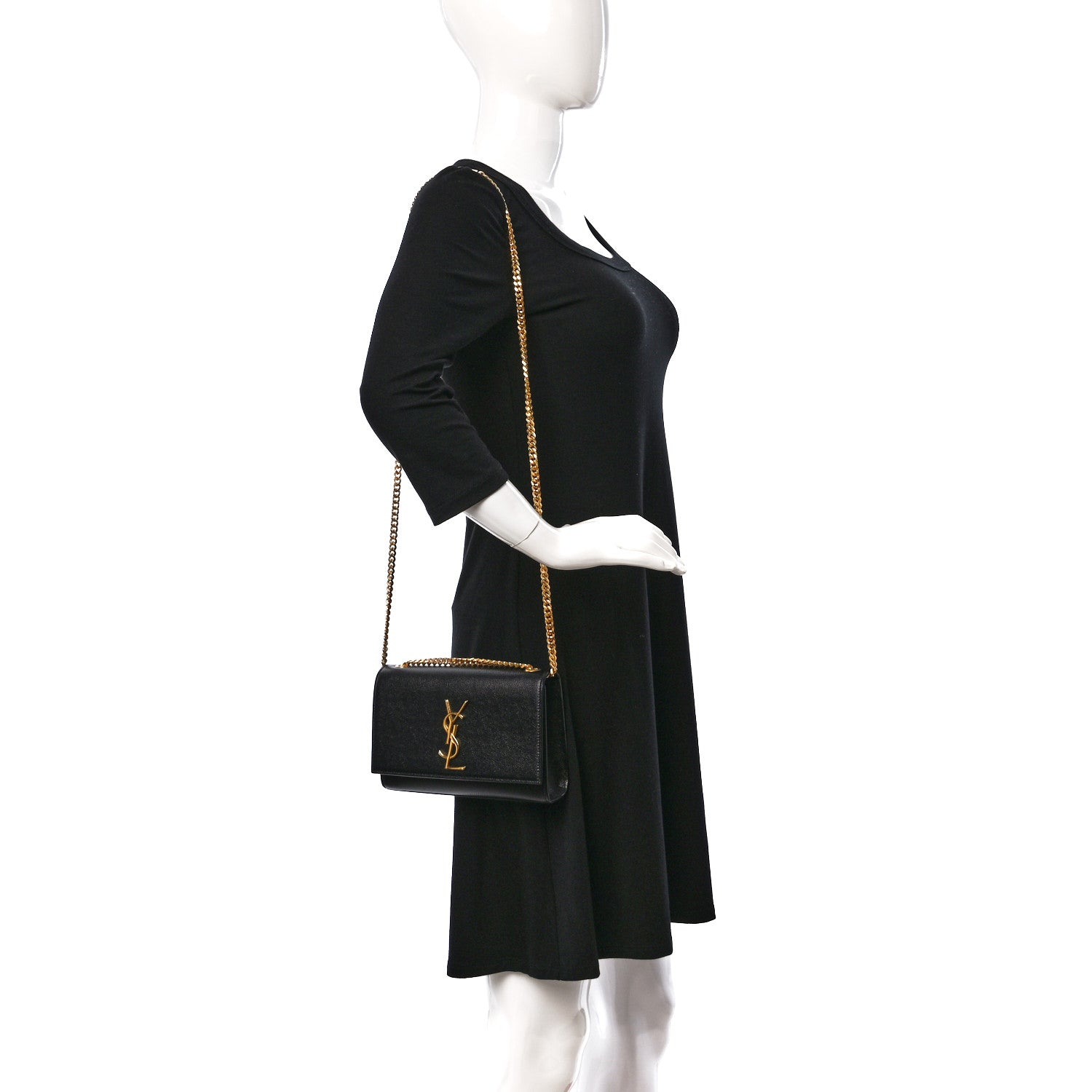 Saint Laurent Grain De Poudre Small Classic Monogram Kate Satchel Black 2 of 14