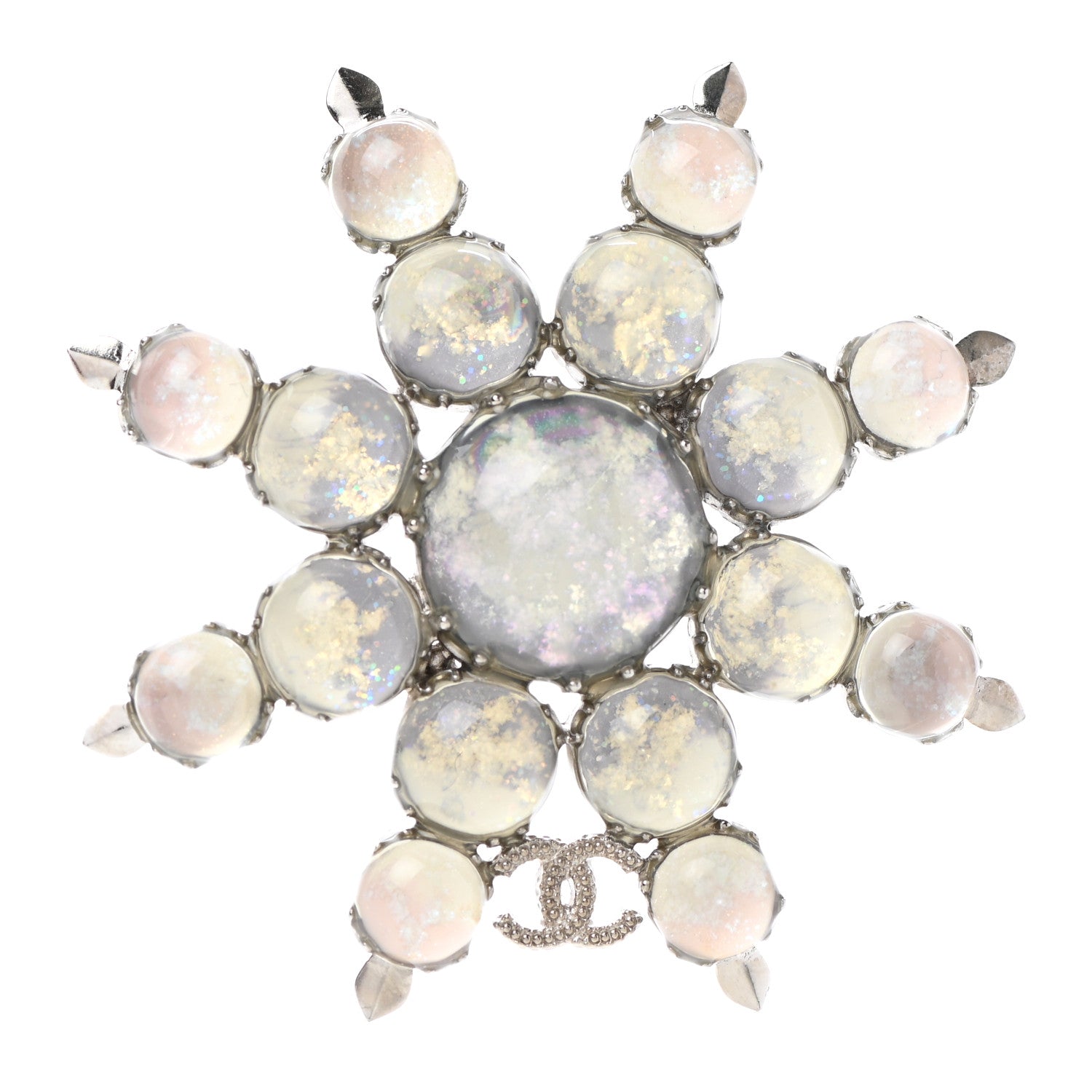 Chanel Poured Glass CC Brooch Silver 1 of 5