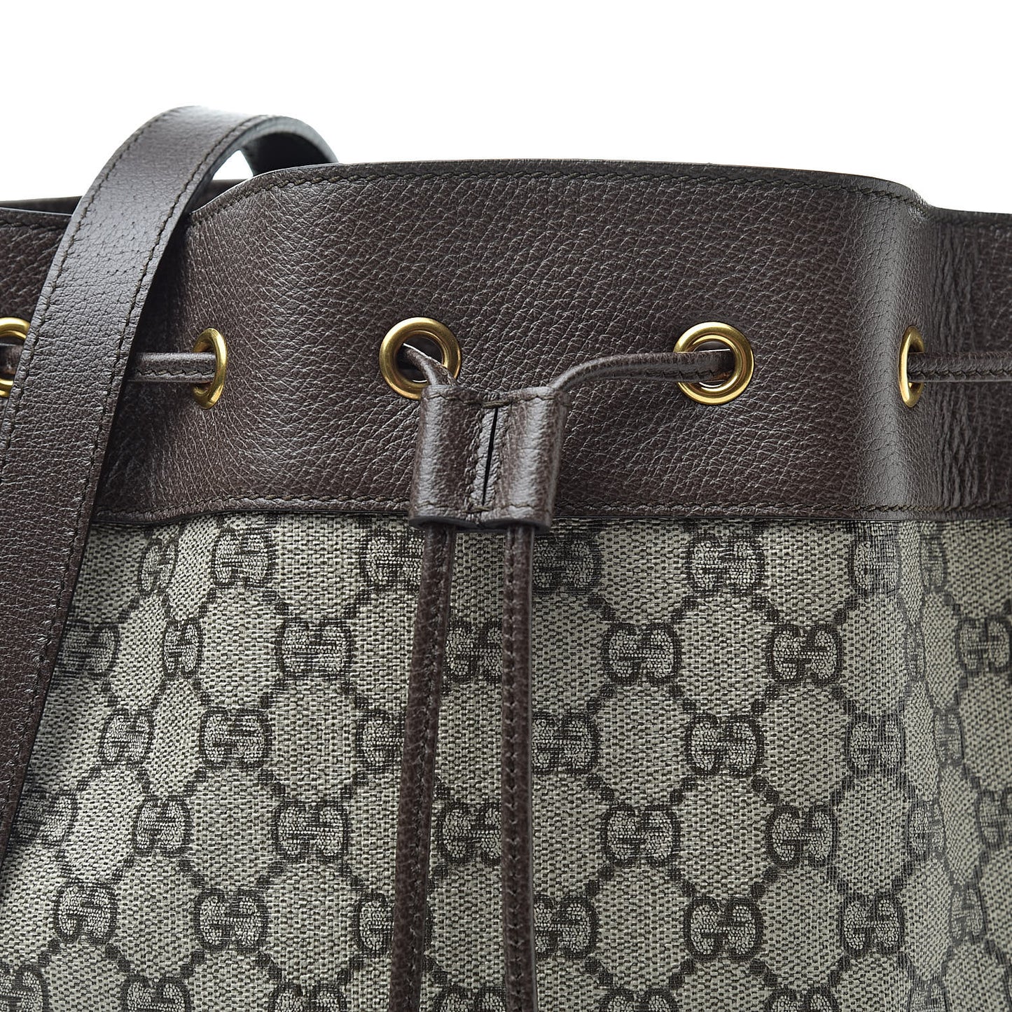GG Supreme Monogram Web Ophidia Bucket Bag Brown