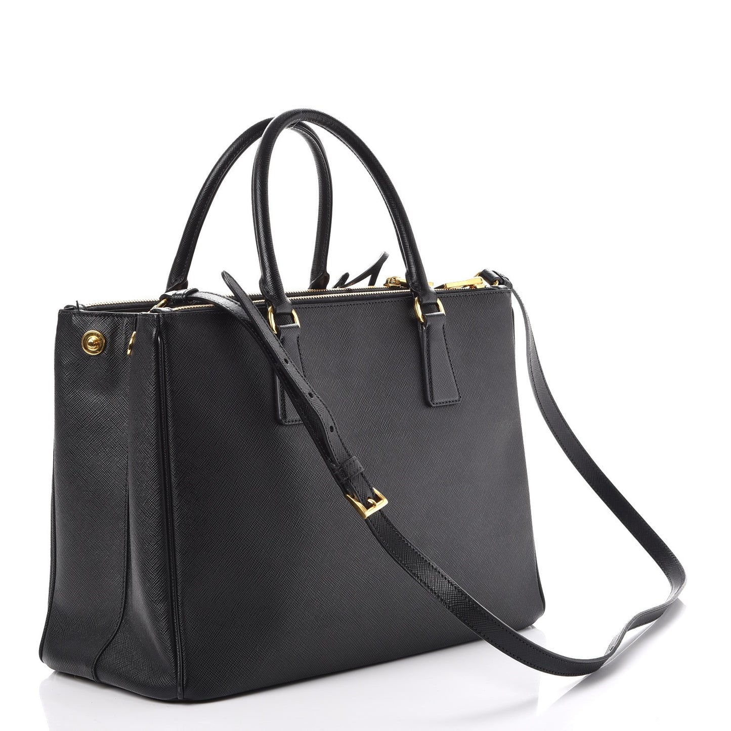 Saffiano Medium Galleria Double Zip Tote Black