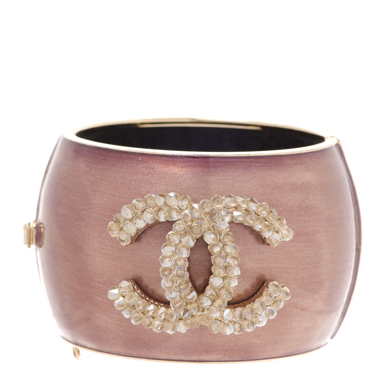 Chanel Resin Enamel Crystal CC Cuff Pink Gold 1 of 7