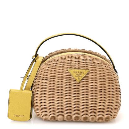 Prada Wicker Saffiano Midolino Odette Top Handle Bag Naturale Sol 1 of 11