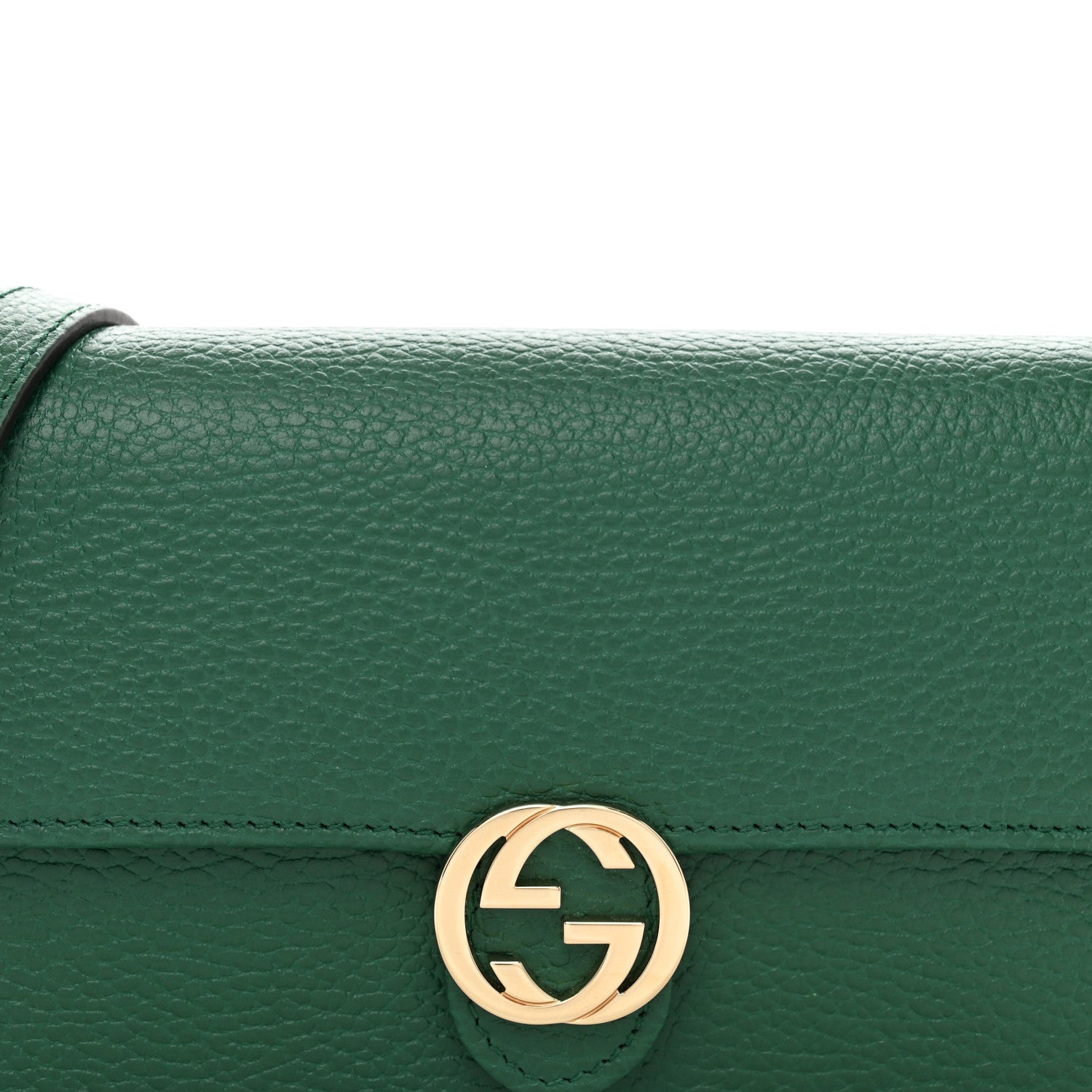 Gucci Dollar Calfskin Interlocking G Chain Wallet Emerald 5 of 9
