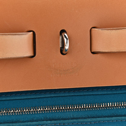 Hermes Vache Hunter Toile Herbag Zip 31 PM Bleu Natural 7 of 14