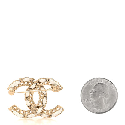 Chanel Lambskin CC Chain Brooch White Gold 2 of 3