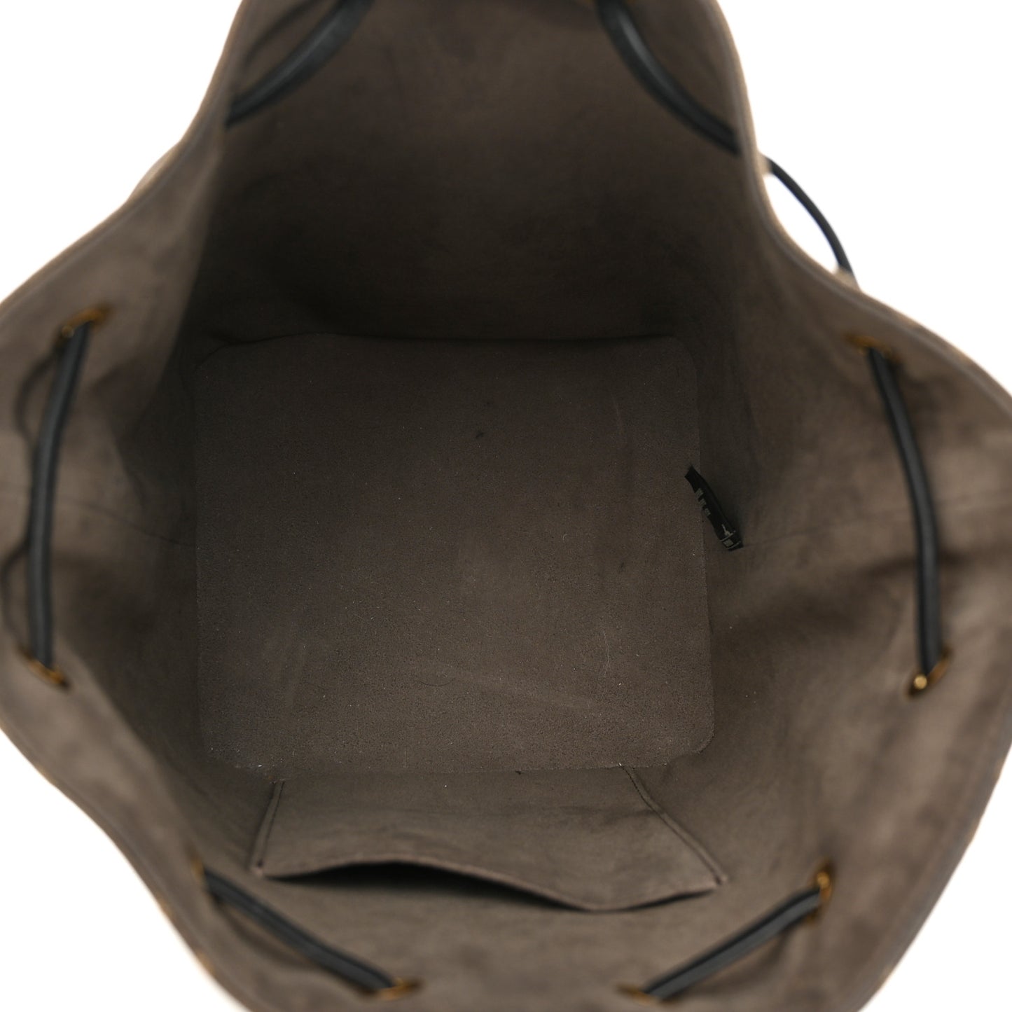 Glazed Fabric Vitello Grace F is Fendi FF 1974 Stamp Patch Grande Mon Tresor Bucket Bag Mogano Panna Black