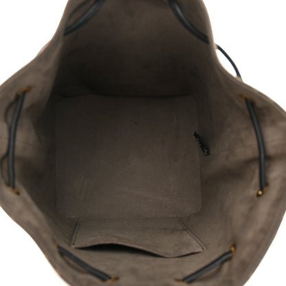 Fendi Glazed Fabric Vitello Grace F is Fendi FF 1974 Stamp Patch Grande Mon Tresor Bucket Bag Mogano Panna Black 5 of 11