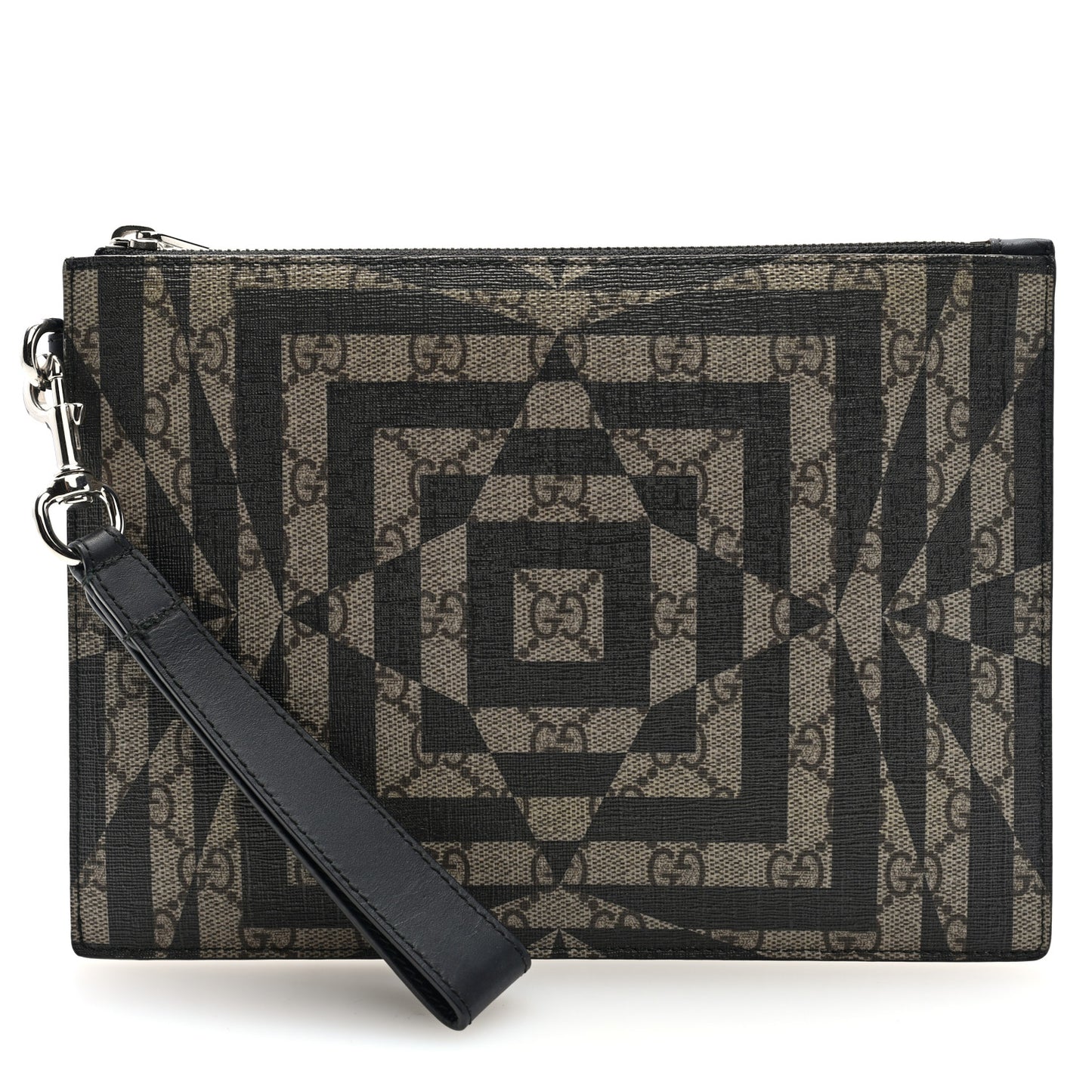 GG Supreme Monogram Caleido Wristlet Black