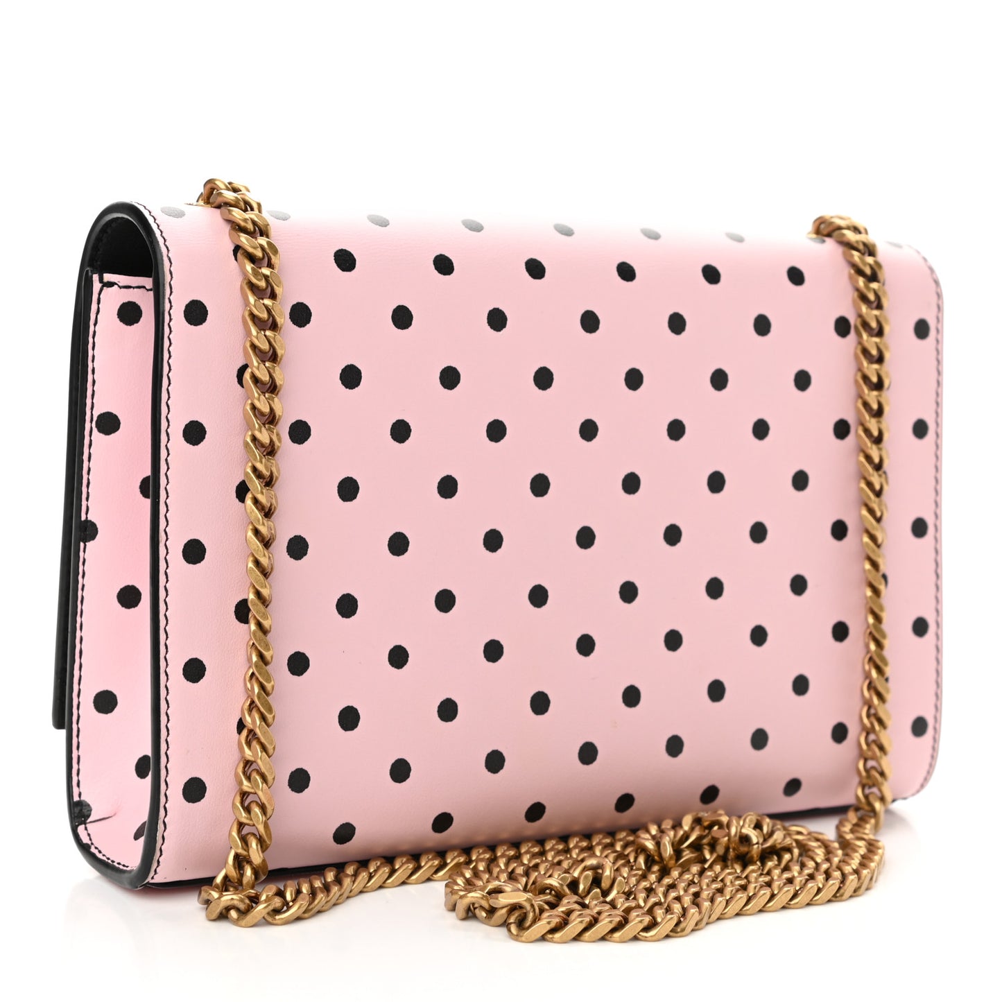 Calfskin Polka Dot Small Monogram Kate Satchel Rose Black