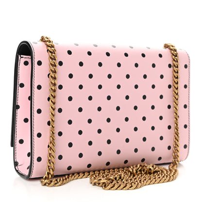 Saint Laurent Calfskin Polka Dot Small Monogram Kate Satchel Rose Black 3 of 10
