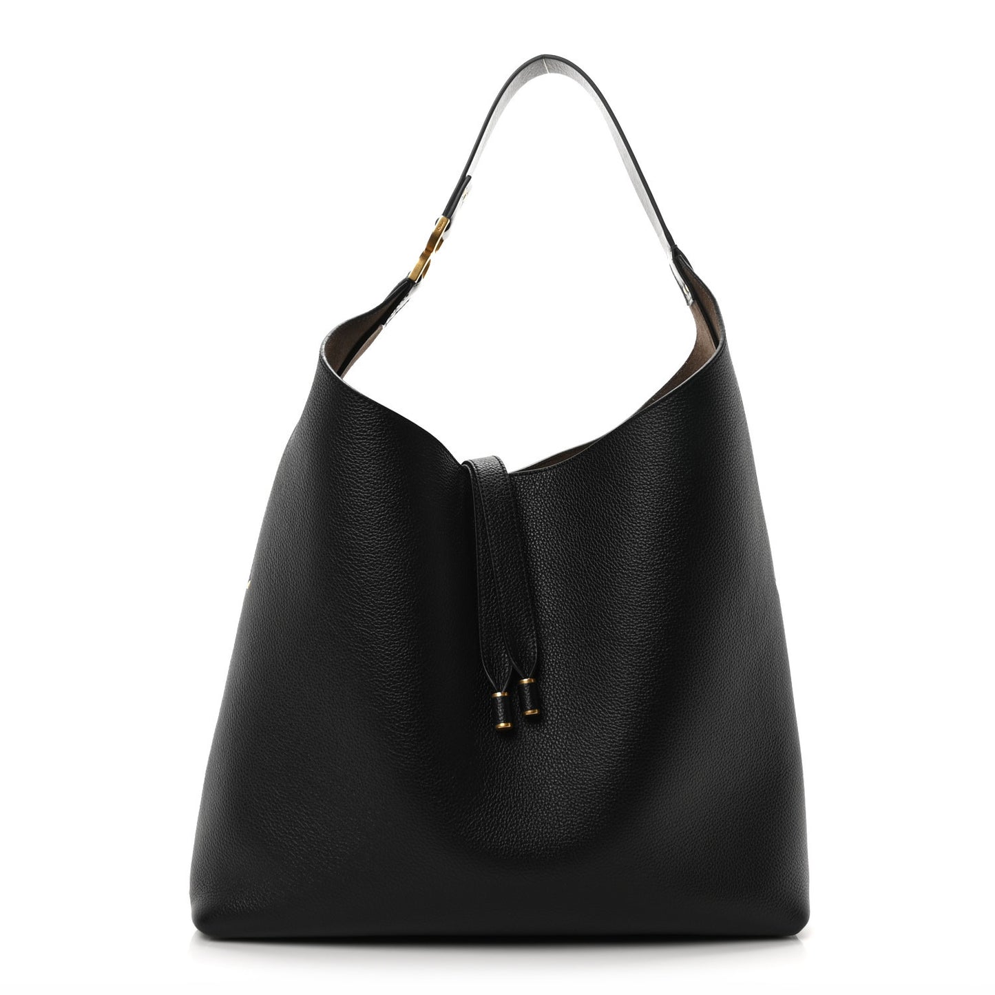 Grained Calfskin Marcie Hobo Bag Black