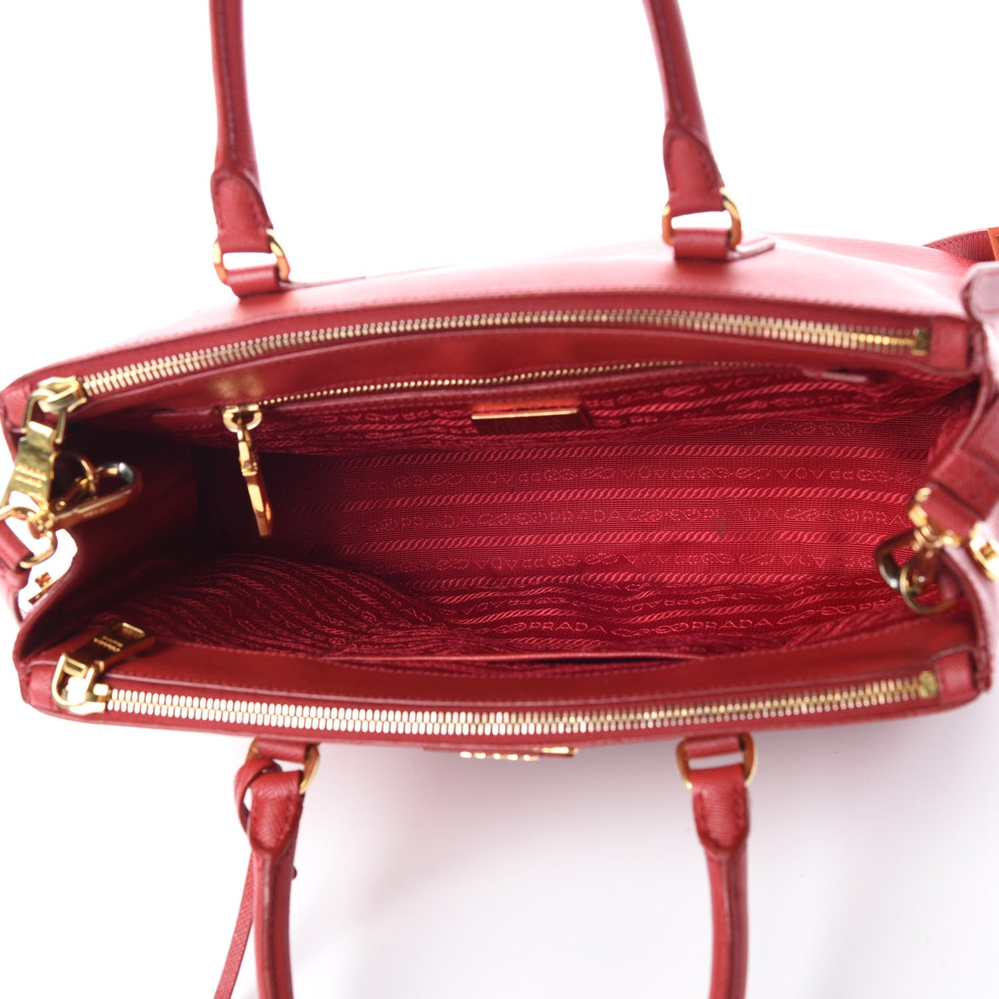 Saffiano Small Galleria Double Zip Tote Fuoco