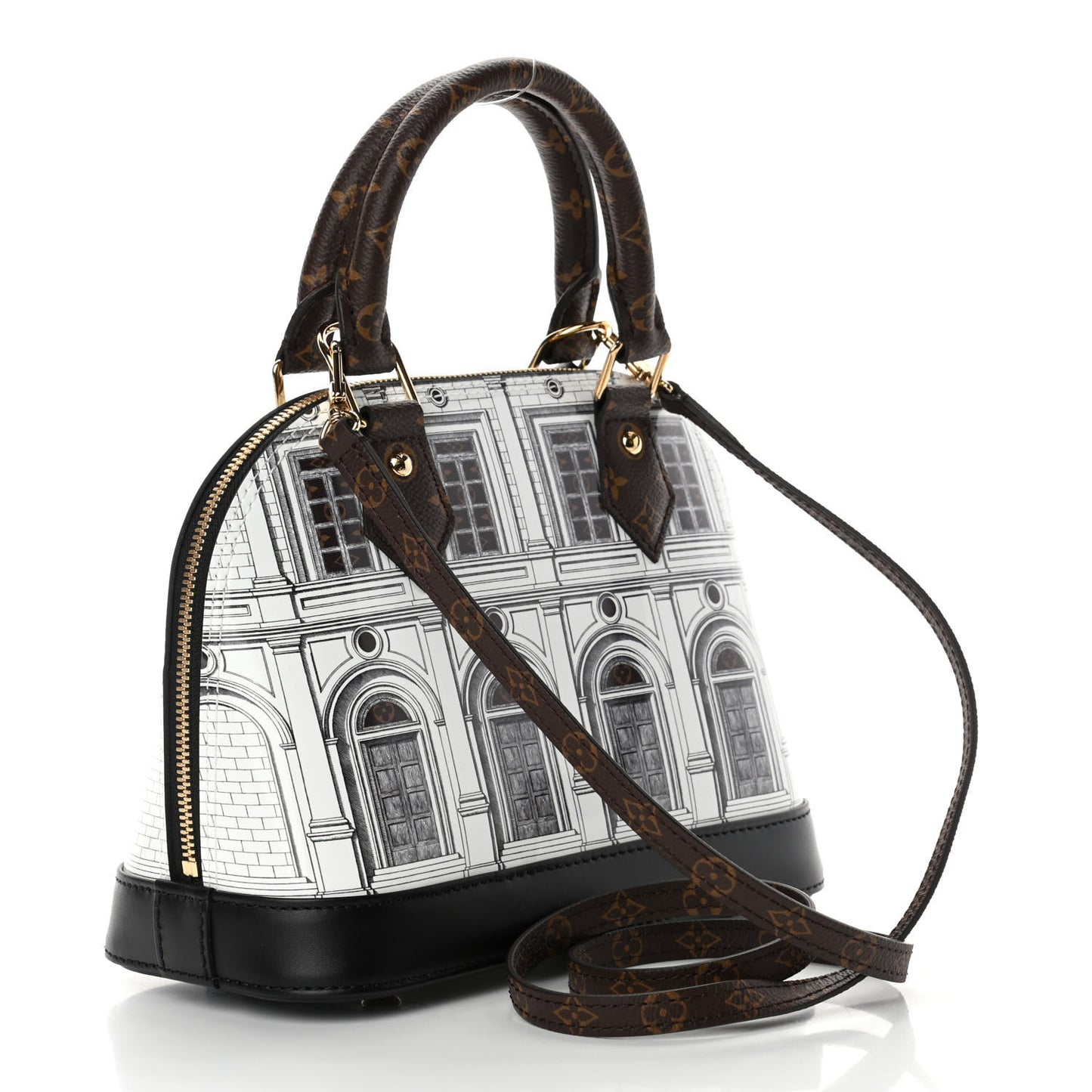 X FORNASETTI Calfskin Architettura Alma BB Black White