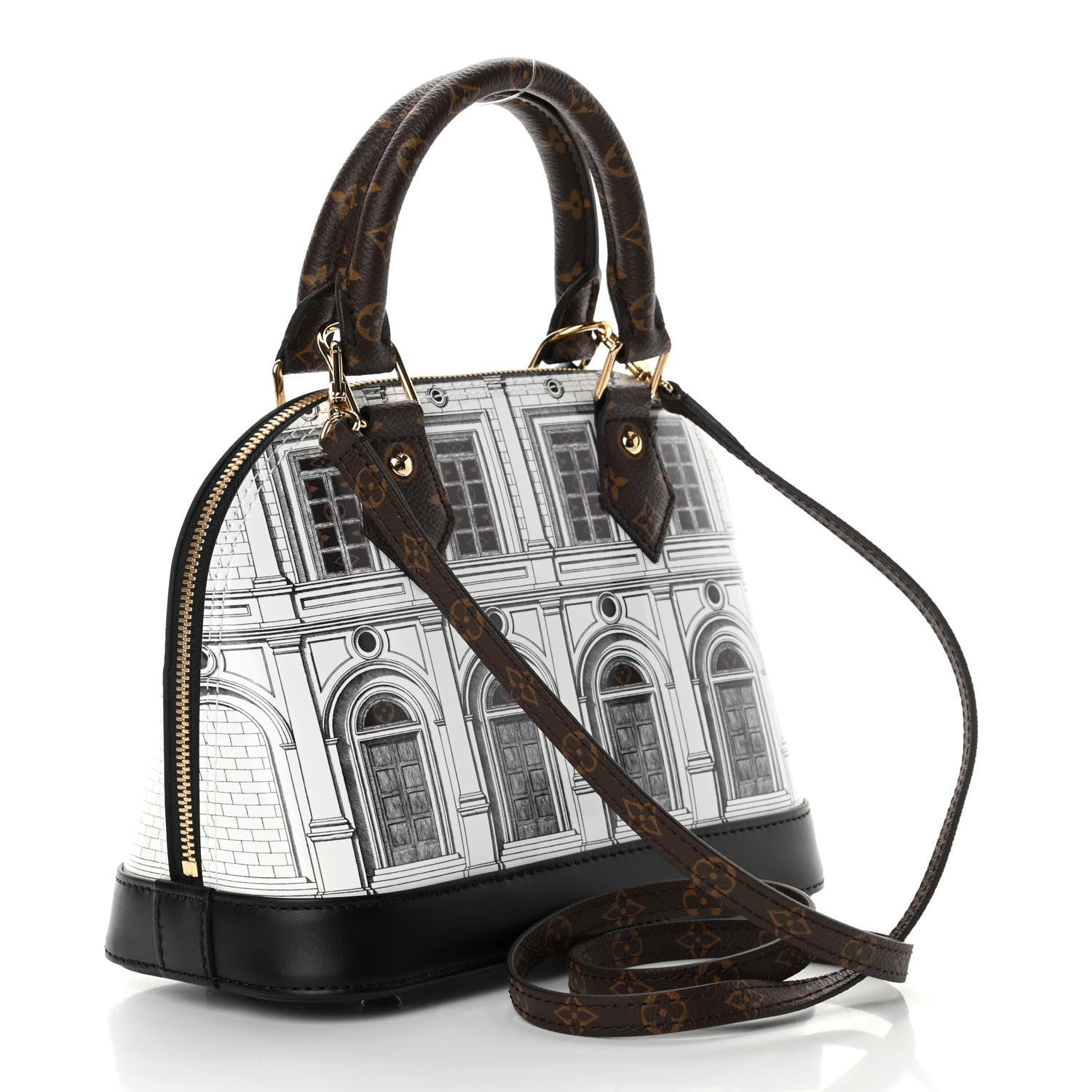 Louis Vuitton X FORNASETTI Calfskin Architettura Alma BB Black White 3 of 4