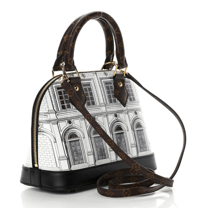Louis Vuitton X FORNASETTI Calfskin Architettura Alma BB Black White 3 of 4