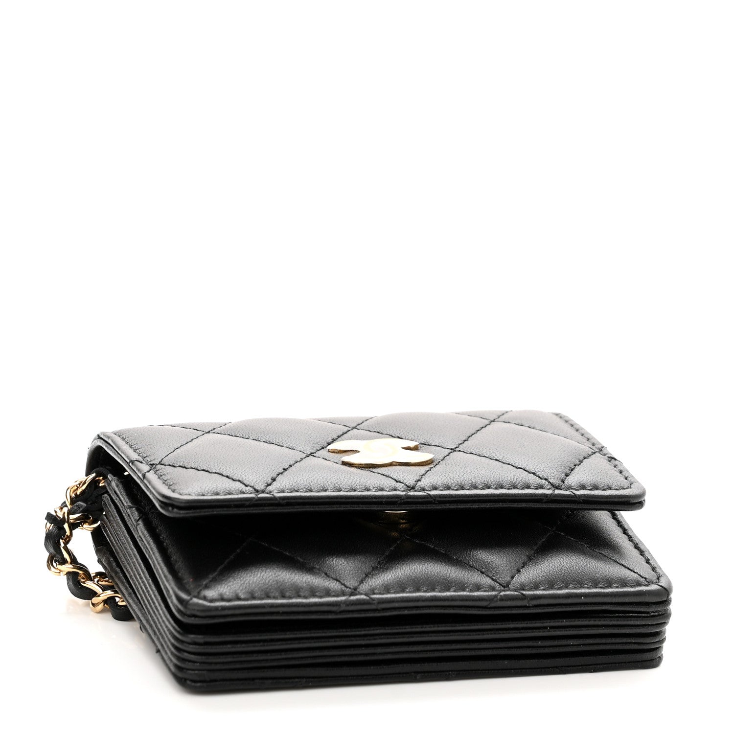 Chanel Lambskin Quilted Flap Card Holder With Cuff Black 5 of 11