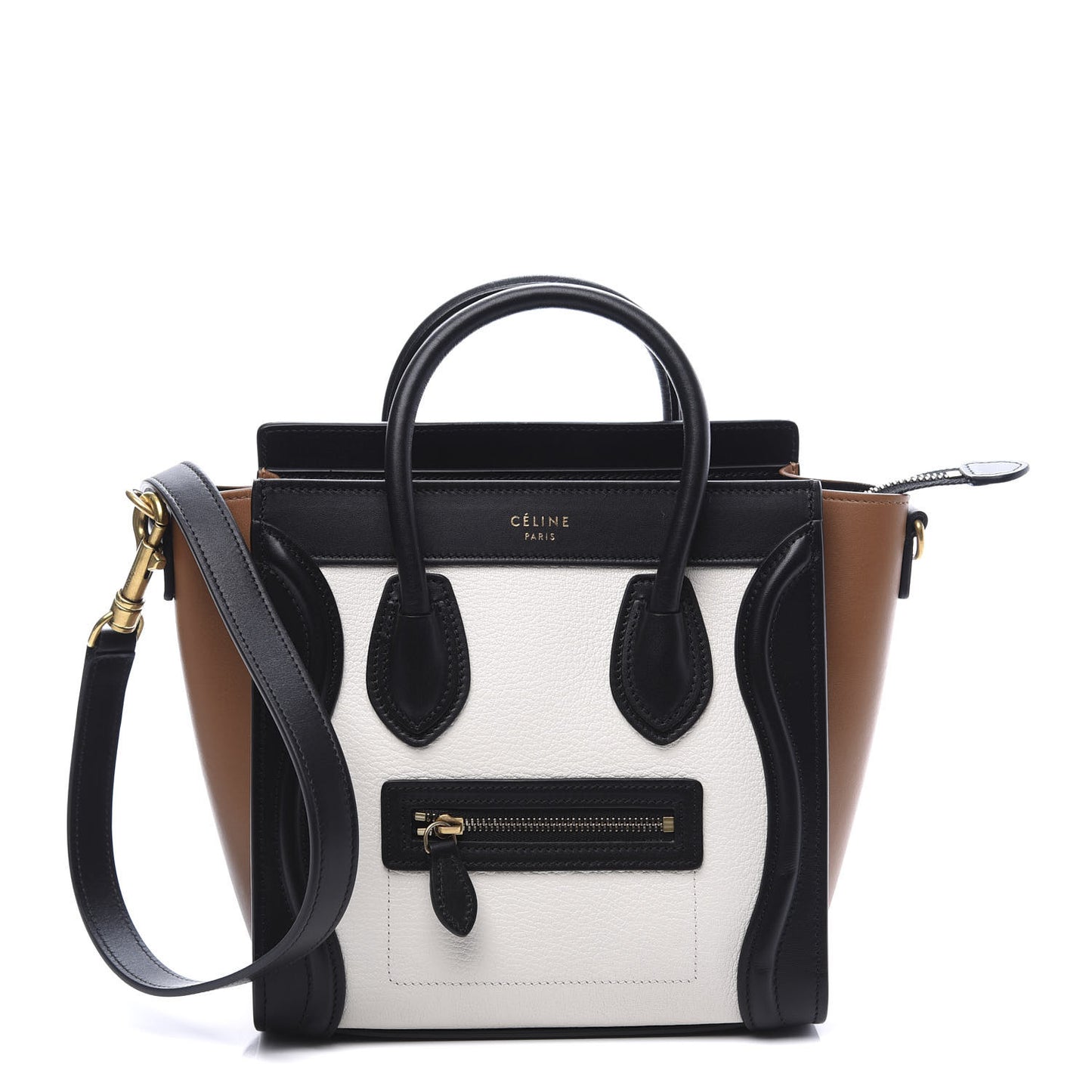 Smooth Drummed Calfskin Nano Tri-Color Luggage White