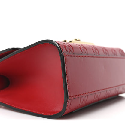 Gucci Guccissima Small Padlock Shoulder Bag Hibiscus Red 9 of 10