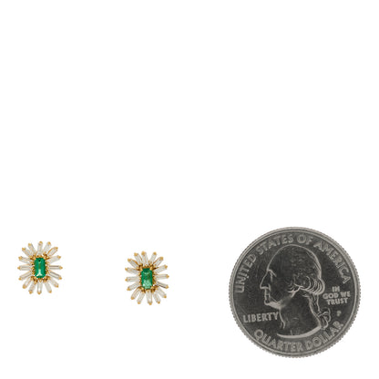 Suzanne Kalan 18K Yellow Gold Diamond Emerald Bold Spark Stud Earrings 3 of 6