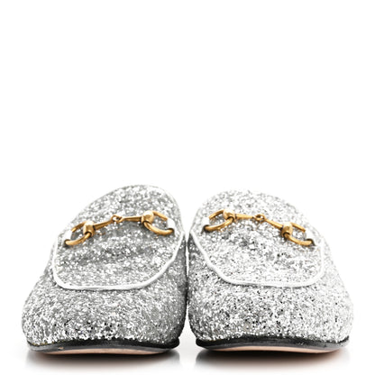 Gucci Glitter Womens Princetown Slippers 36.5 Silver 3 of 9
