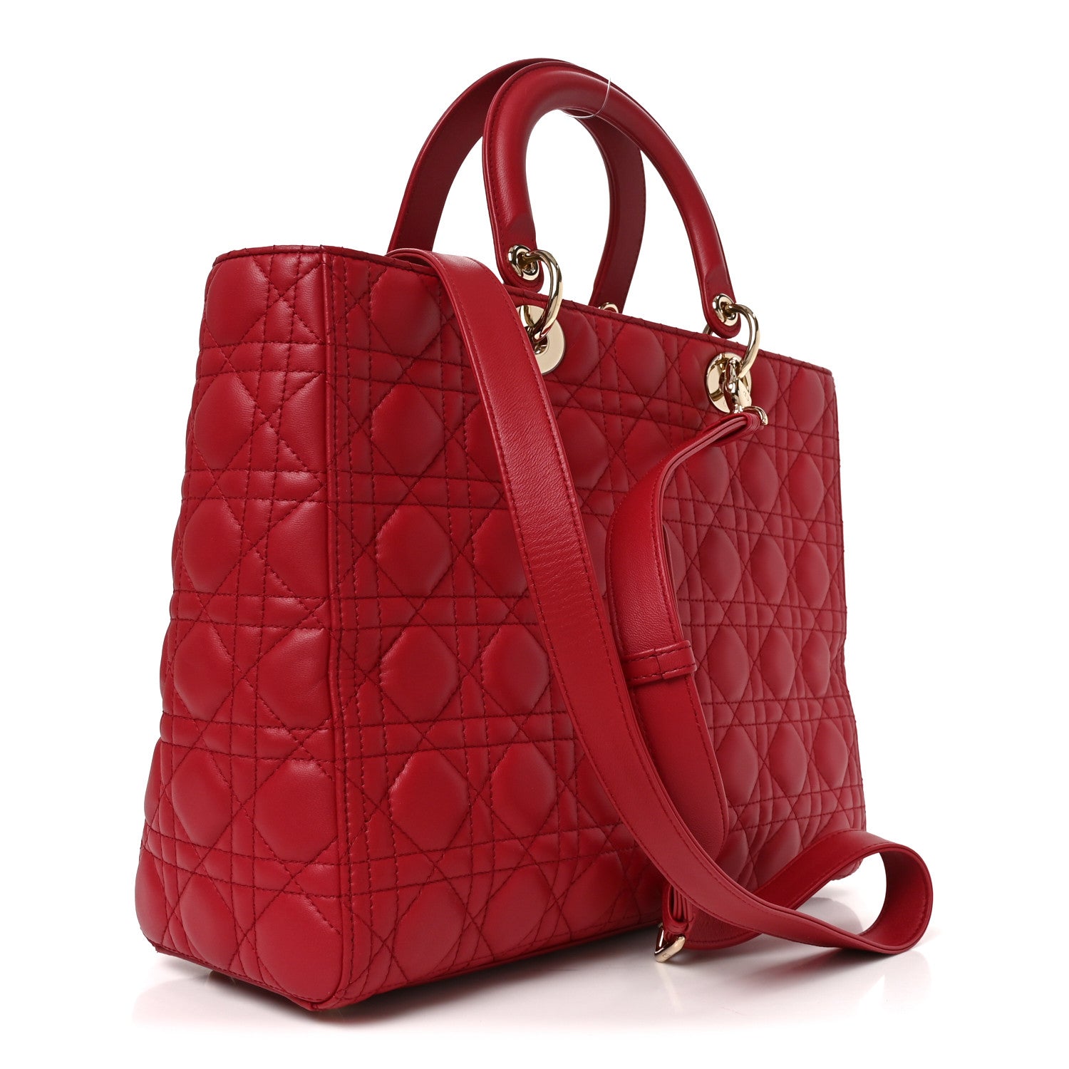 Christian Dior Lambskin Cannage Large Lady Dior Red 3 of 10