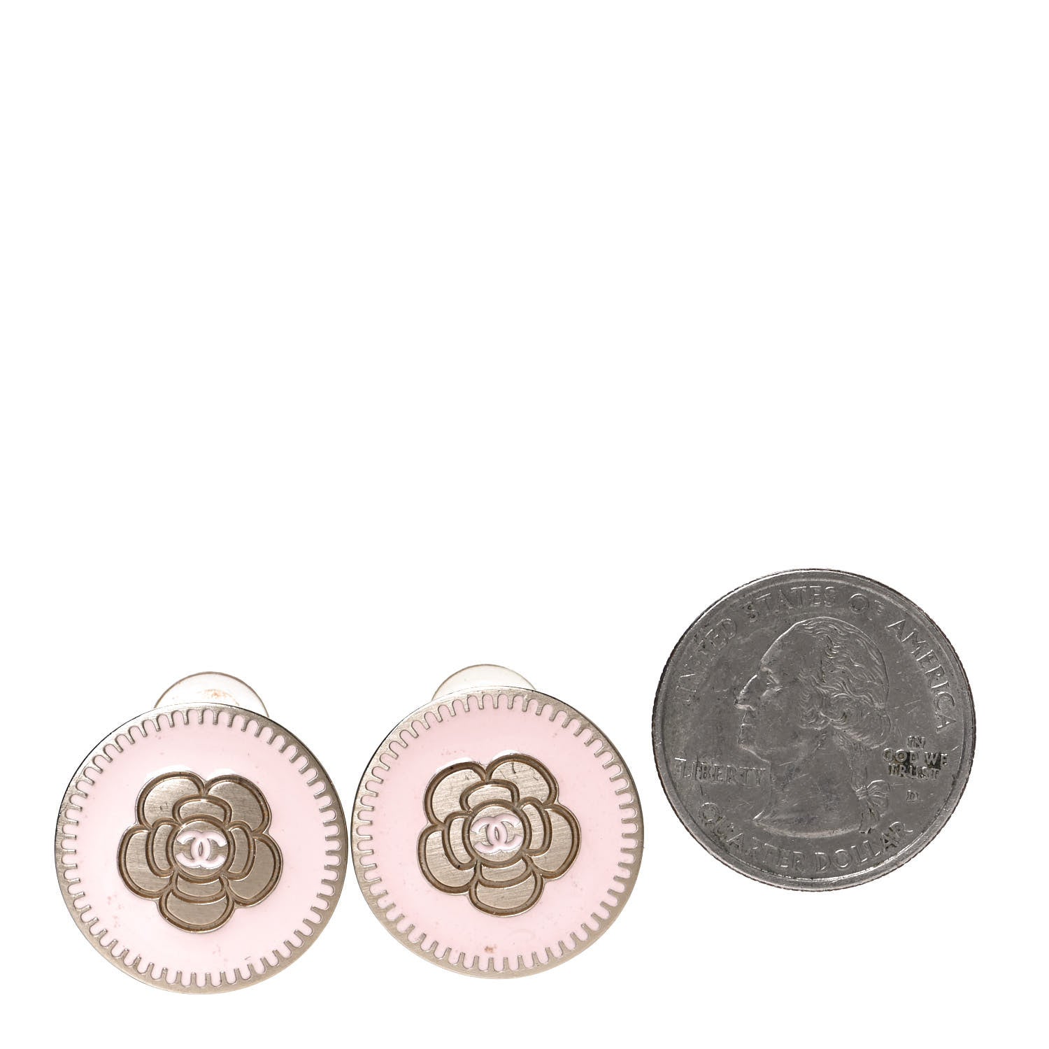 Chanel Resin Camellia CC Clip On Earrings Pink 2 of 4
