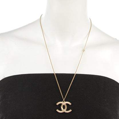 Chanel Pearl Crystal Leaf CC Necklace Gold 2 of 3