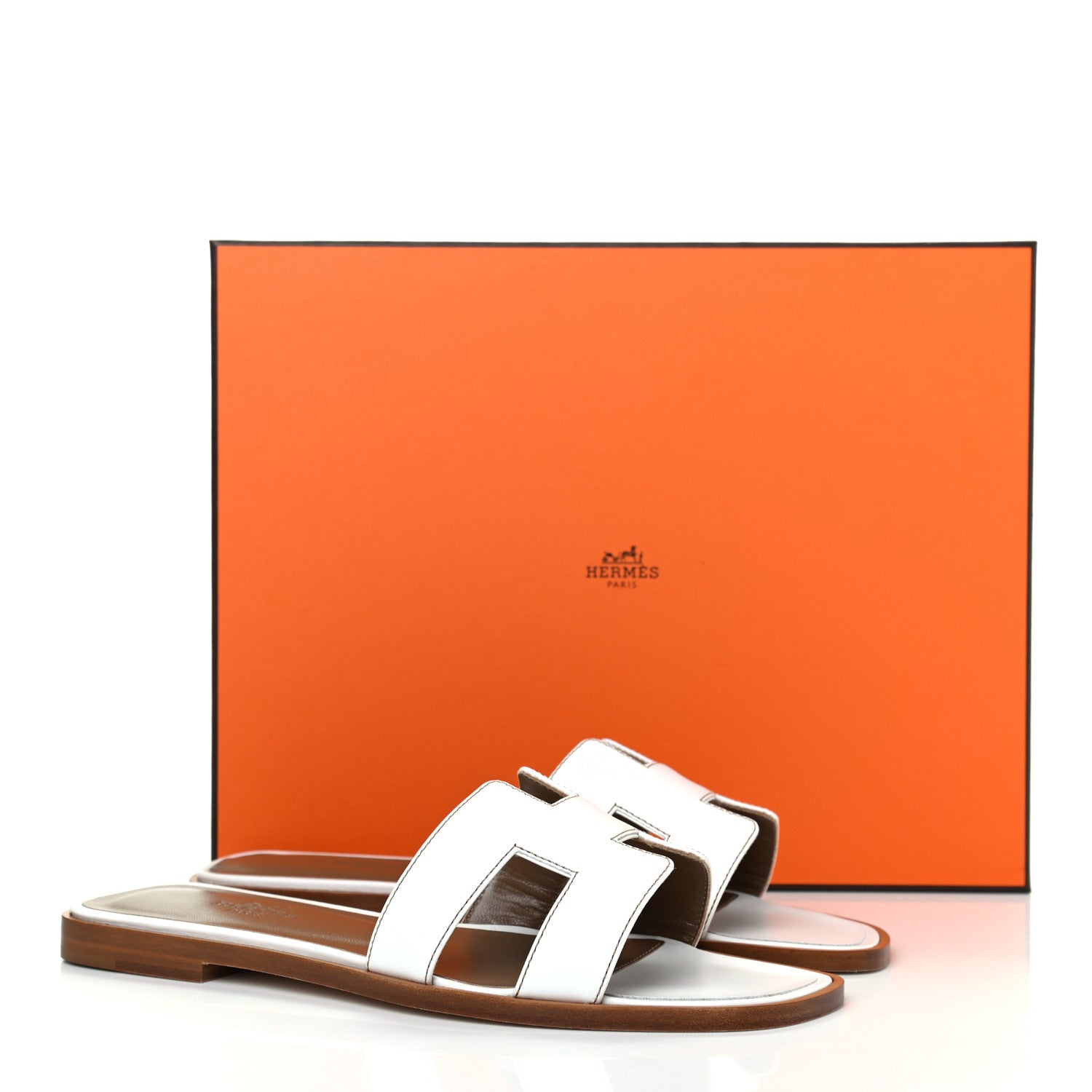 Hermes Box Calfskin Oran Sandals 36 White 9 of 9