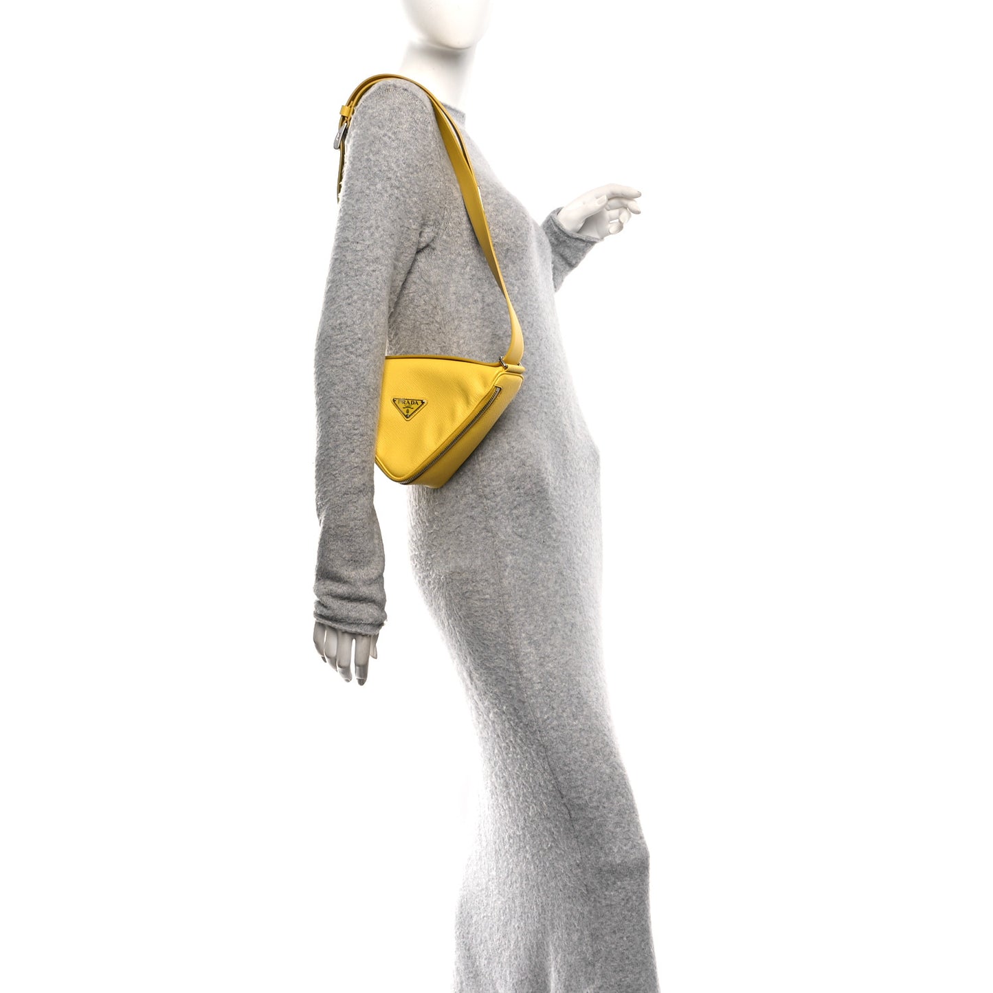 Saffiano Triangle Shoulder Belt Bag Sunny Yellow