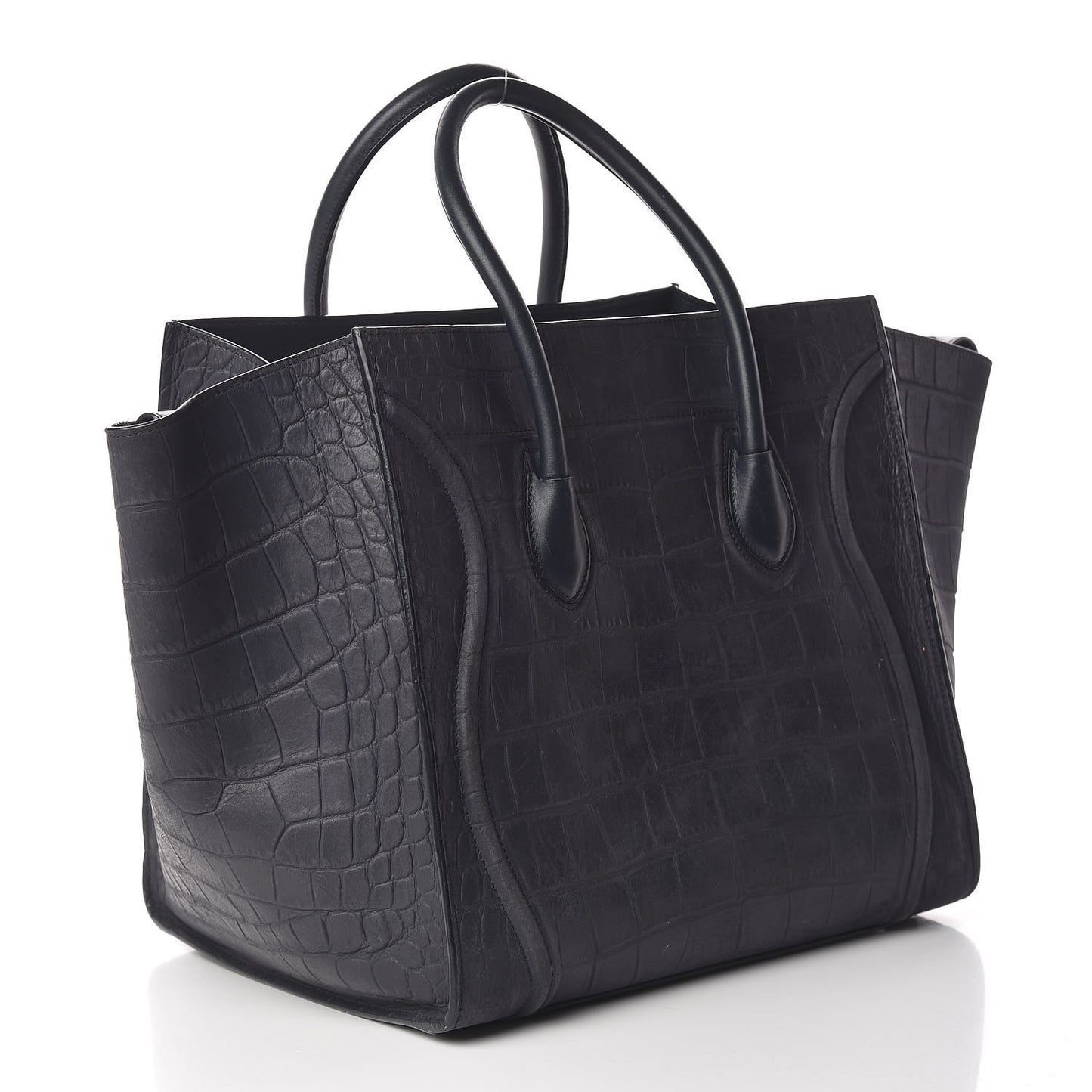 Crocodile Embossed Nubuck Medium Phantom Luggage Navy Blue