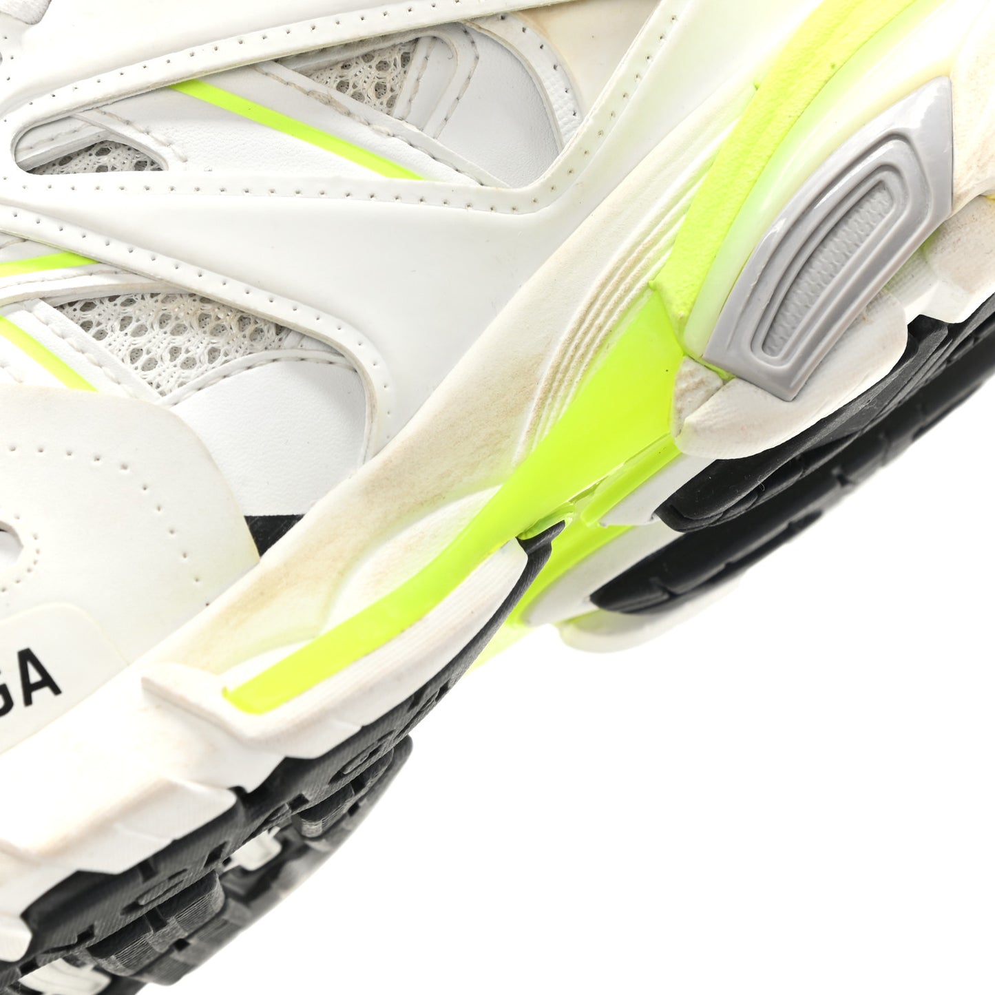 Mesh Nylon Worn Out Effect Womens Track Sneakers 39 White Fluo Yellow
