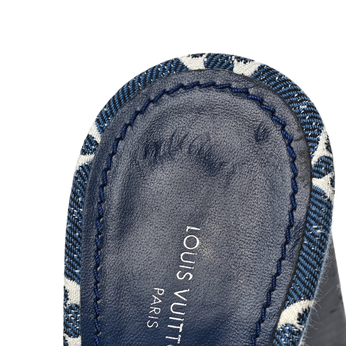 Denim Monogram Silhouette Mules 38 Navy Blue