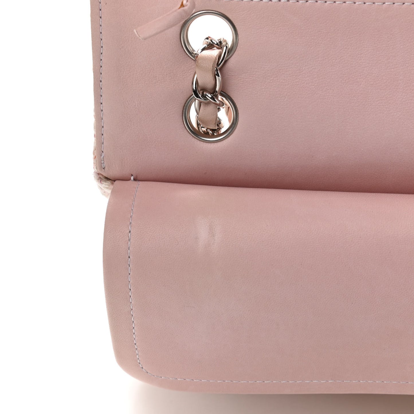 Tweed Quilted Medium Double Flap Pink Multicolor