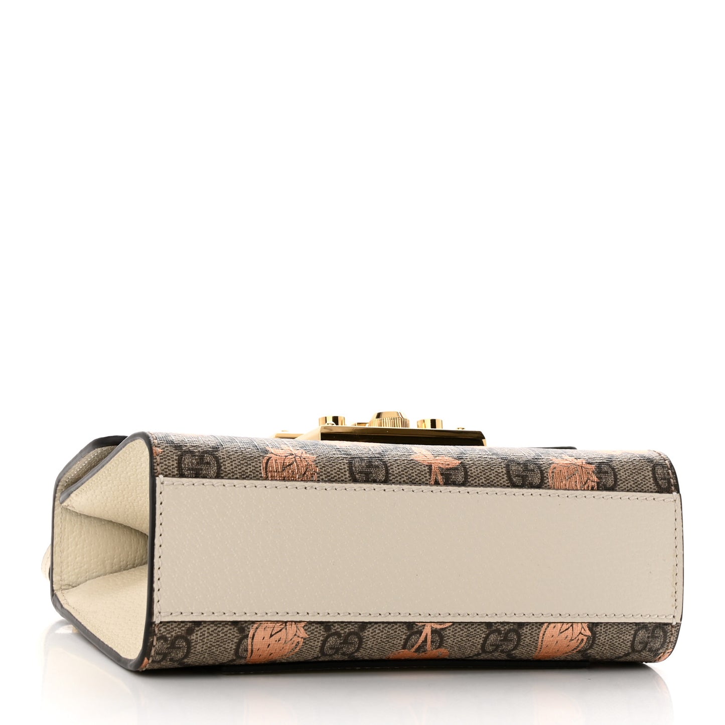 GG Supreme Monogram Berry Textured Dollar Calfskin Small Padlock Shoulder Bag Beige Ebony Light Copper Mystic White