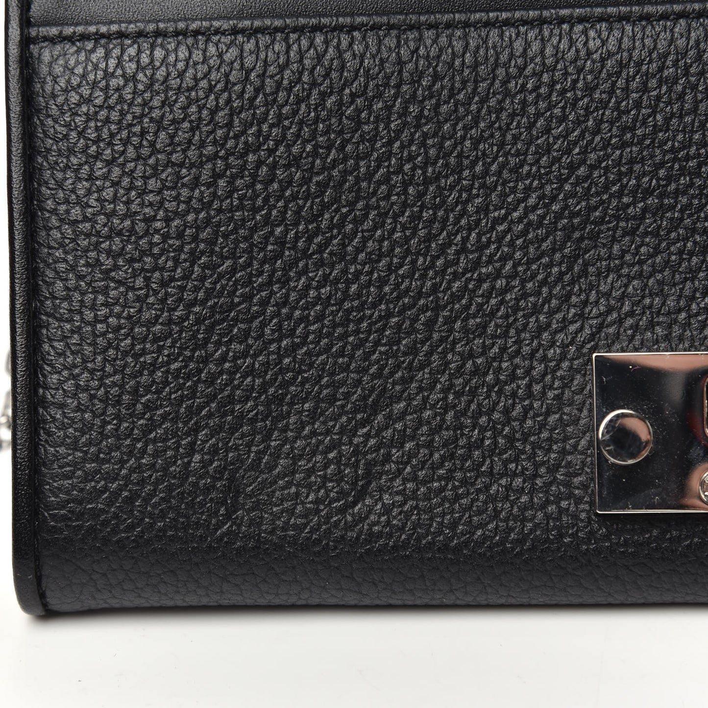 Grained Calfskin Large Patricia Wallet On Chain Black