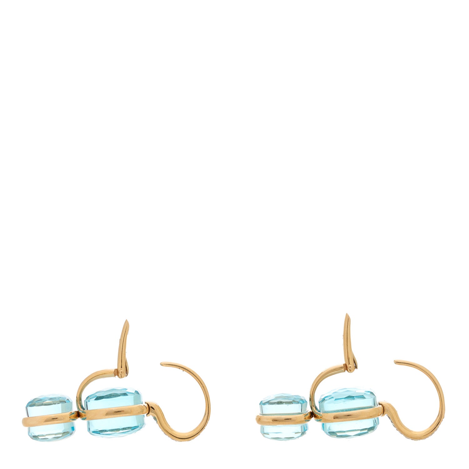 Pomellato 18K Rose Gold Diamond Blue Topaz Nudo Pendant Earrings 3 of 4