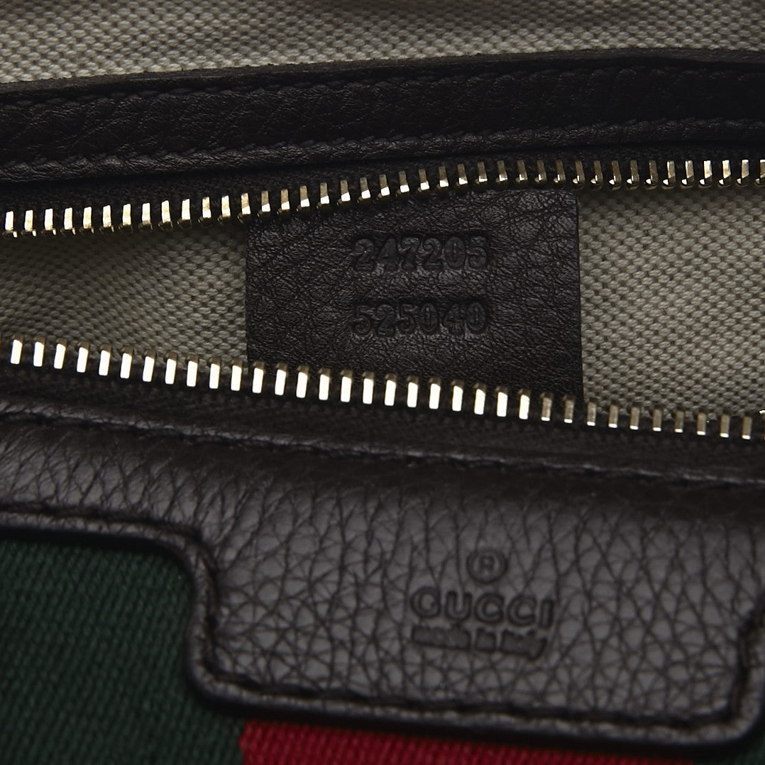 Gucci Calfskin Vintage Web Medium Boston Dark Brown 9 of 11