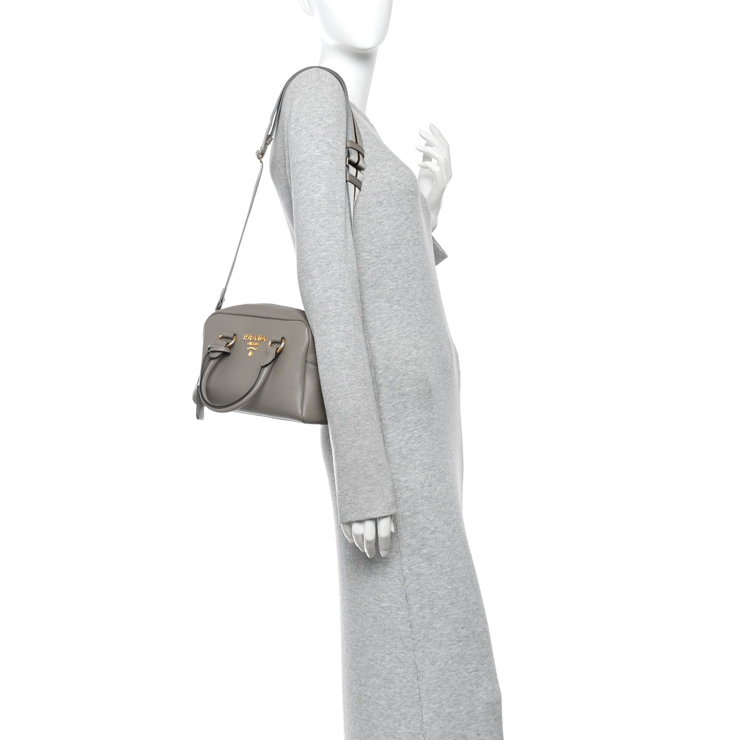 Prada Vitello Phenix Bauletto Argilla 2 of 10
