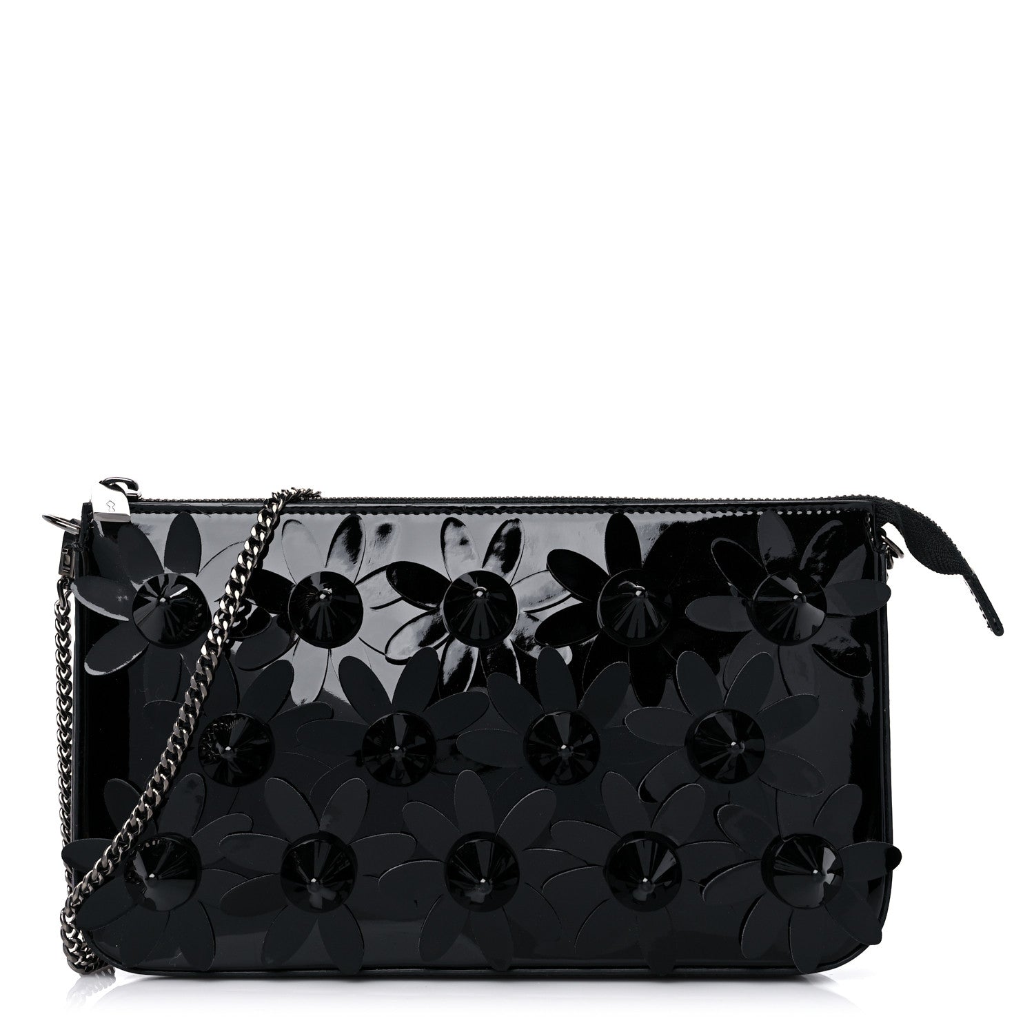 Christian Louboutin Patent Loubila Daisy Spike Patent Pouch Clutch Bag Black 1 of 7