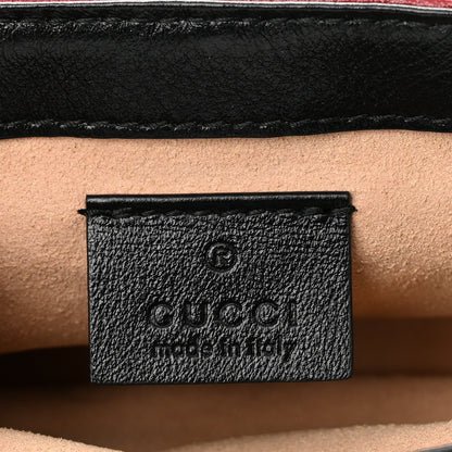 Gucci Vintage Effect Calfskin Matelasse Diagonal Striped Super Mini Torchon GG Marmont Shoulder Bag Black Beige 6 of 10