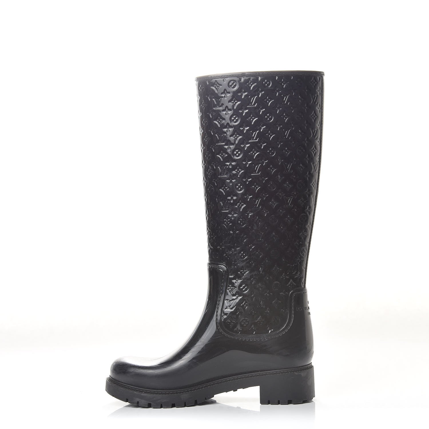 Louis Vuitton Rubber Embossed Monogram Splash Rain Boots 37 Black 1 of 12