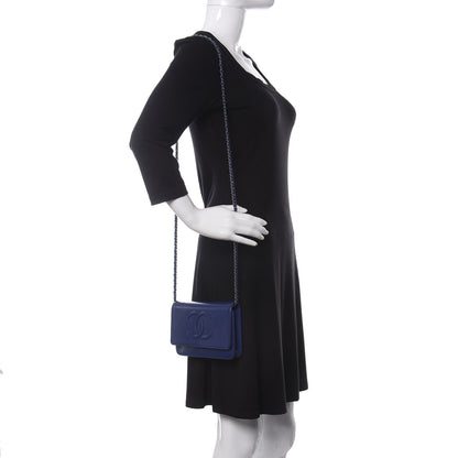Chanel Patent Caviar Timeless CC Wallet on Chain WOC Blue 2 of 11